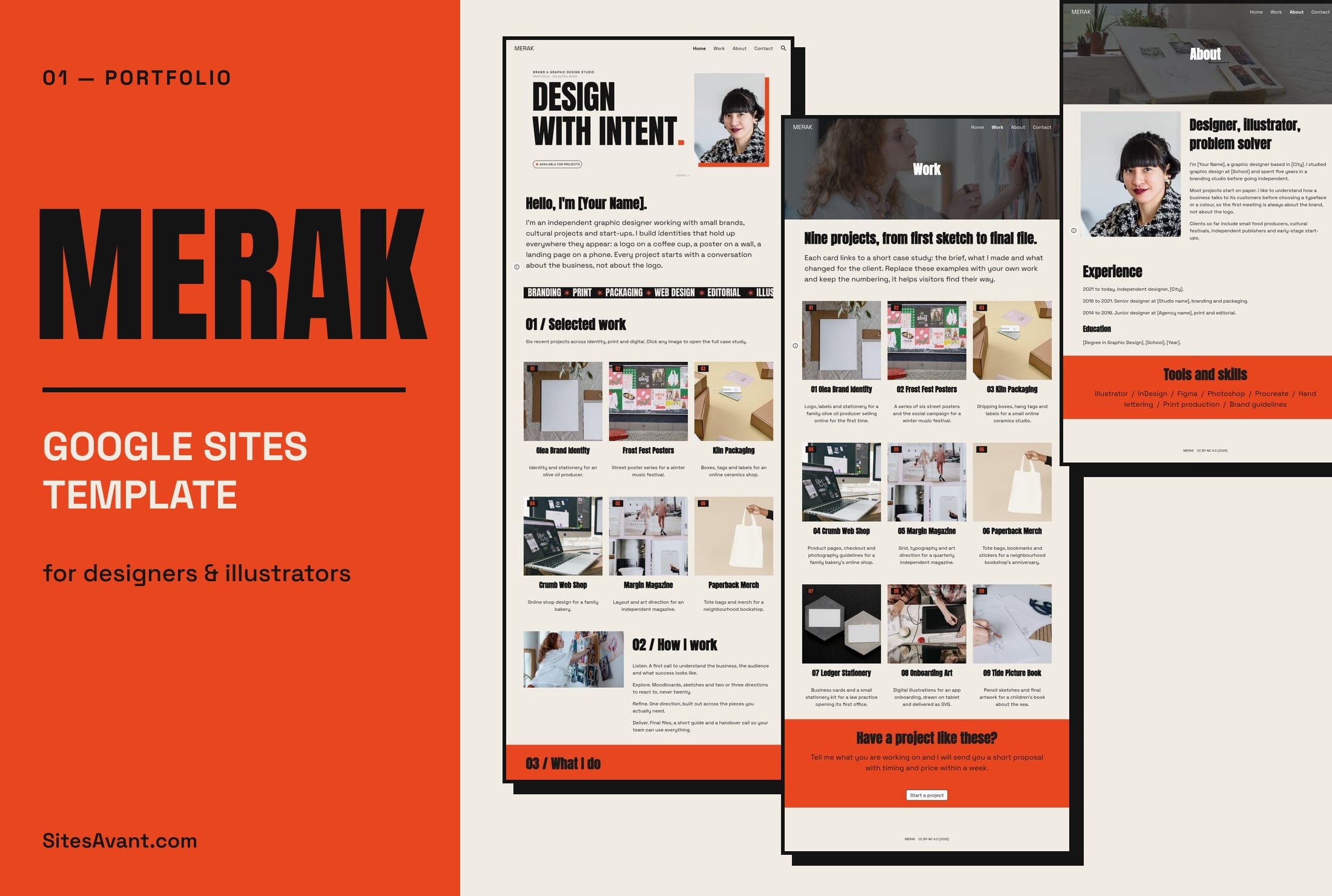 MERAK Google Sites portfolio template