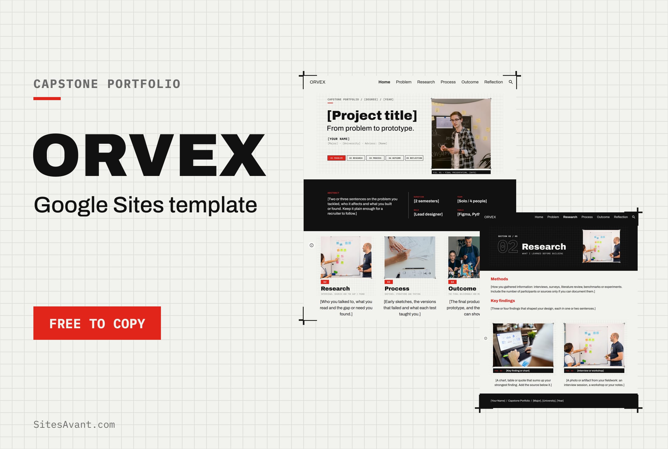 ORVEX Google Sites Vorlage für das Portfolio zum Abschlussprojekt